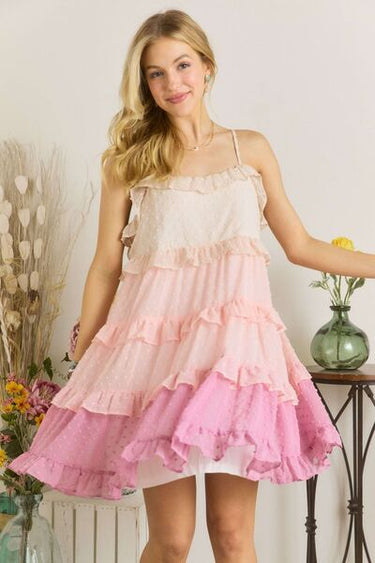 Swiss Dot Ruffled Tiered Mini Dress